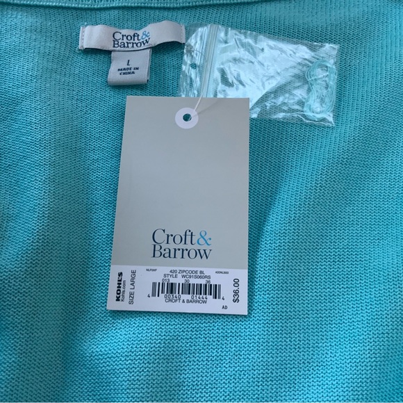 NWT Aqua Blue Croft and Barrow Button-Up Cardigan - Picture 4 of 5